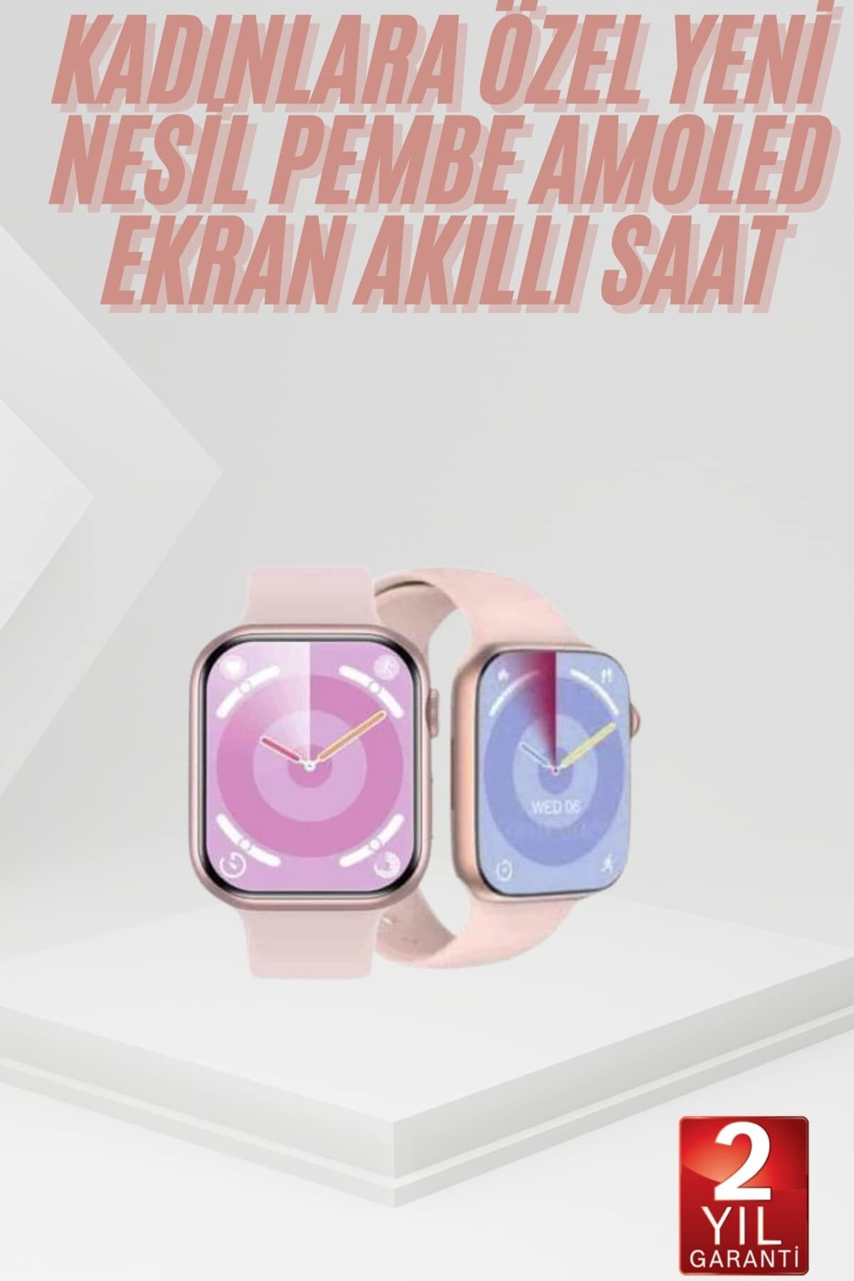 Pembe Akıllı Saat 49mm iOS & Android Uyumlu Arama Özellikli