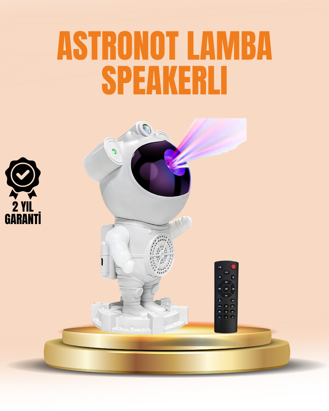 Bluetooth ve Dahili Ses Özellikli Astronot Projeksiyon Lambası - Lisinya