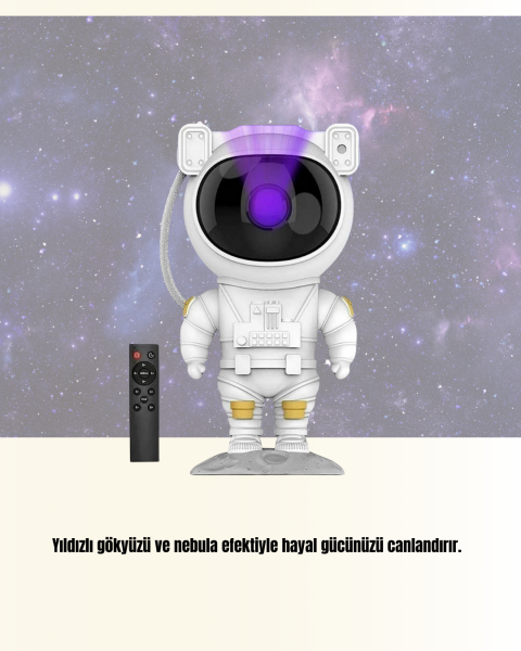 Bluetooth ve Dahili Ses Özellikli Astronot Projeksiyon Lambası - Lisinya