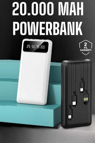 Powerbank 20.000 Mah Dijital Göstergeli LCD Ekran Uzun Pil Ömrü Yeni Nesil - Lisinya