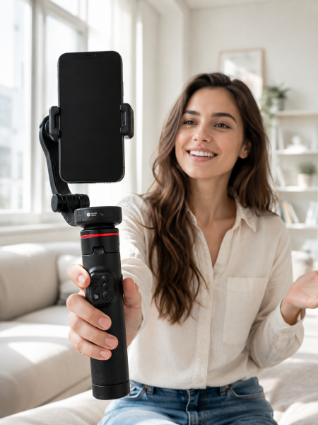 AI Takipli Gimbal Selfie Stick 360° Otomatik Yüz Takibi Bluetooth Kumandalı Uzayabilir Tripodlu Telefon Sabitleyici - Lisinya
