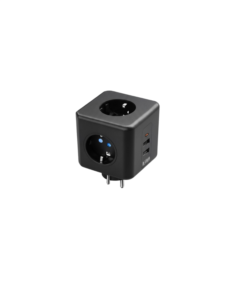 Akım ve Voltaj Korumalı Küp Priz 3 USB Destekli - Lisinya