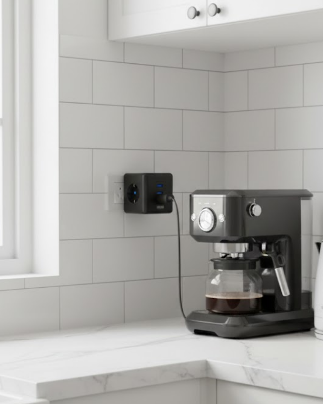 Akım ve Voltaj Korumalı Küp Priz 3 USB Destekli - Lisinya