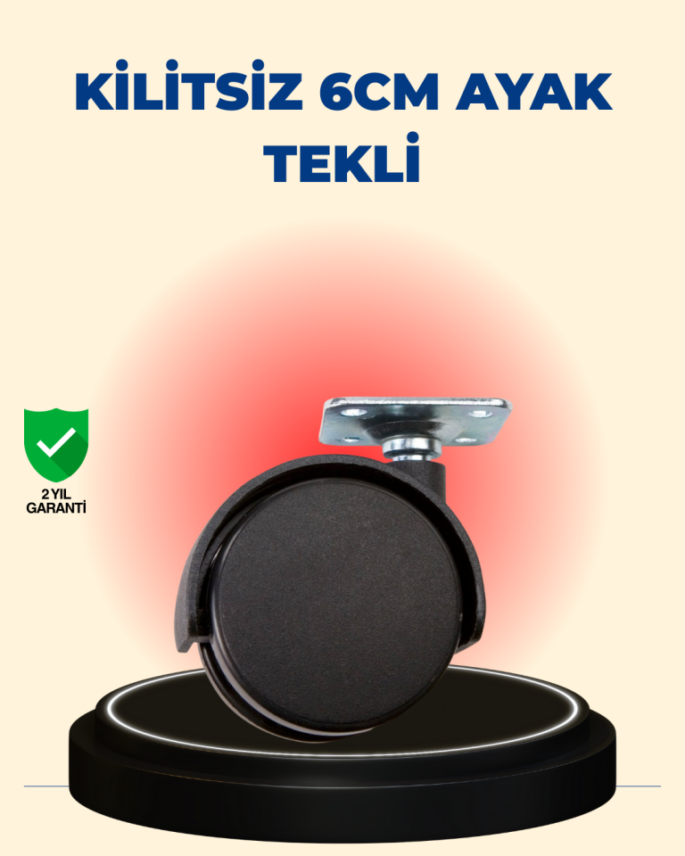 Masa ve Sehpa İçin 6 cm Kilitsiz Ayak Tekli - Lisinya