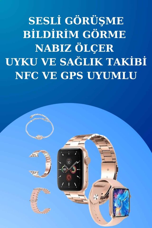 3 Kordonlu Dokunmatik Ekran Akıllı Saat ve 2.Nesil Kablosuz Bluetooth Kulaklık ANC/ENC - Lisinya