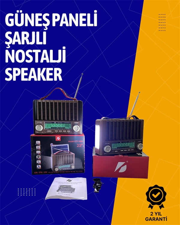 YamanHobi KTF-1428 Solar Şarjlı Bluetooth Radyo Siyah
