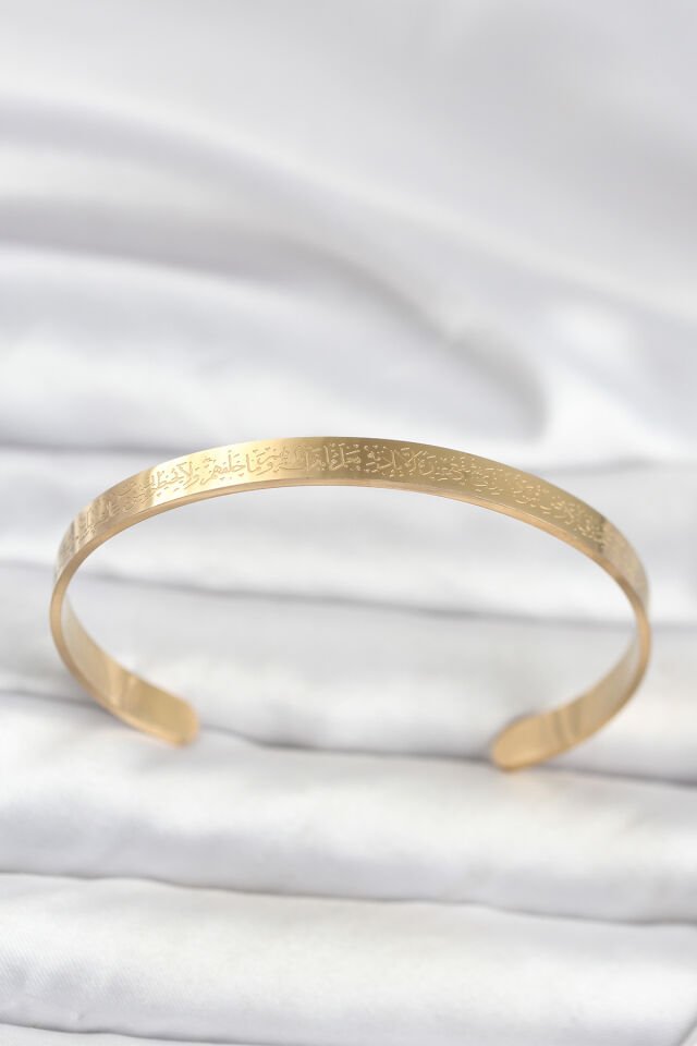 316L Çelik Gold Renk Ayetel Kürsi Yazılı Bileklik - Lisinya