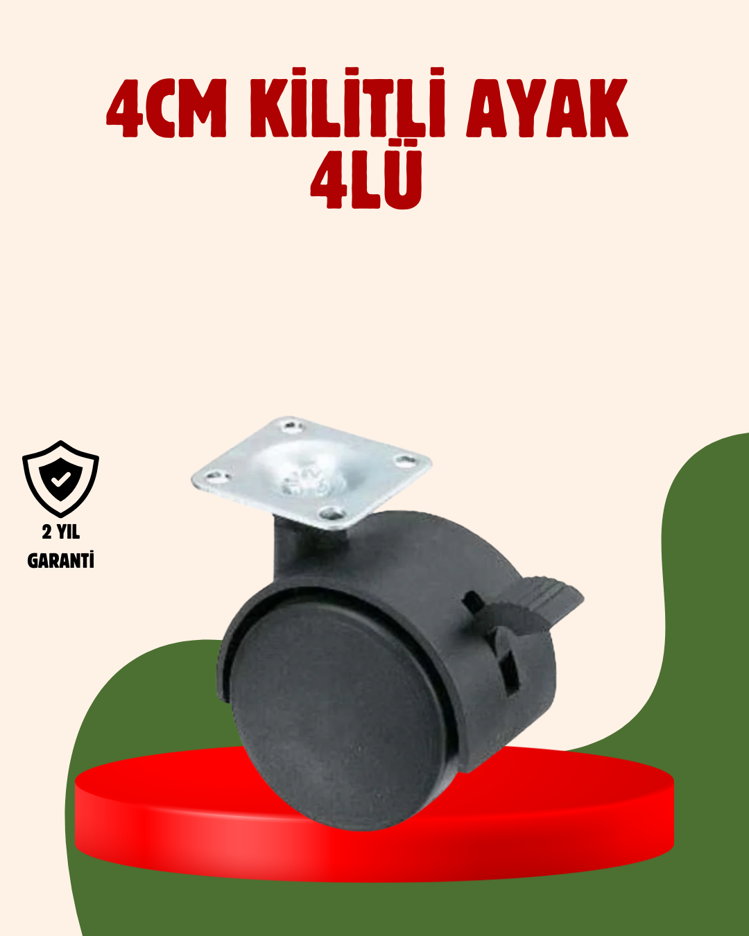 4 cm Kilitli Döner Ayak 4 Adet Sehpa ve Mobilya Ayağı - Lisinya