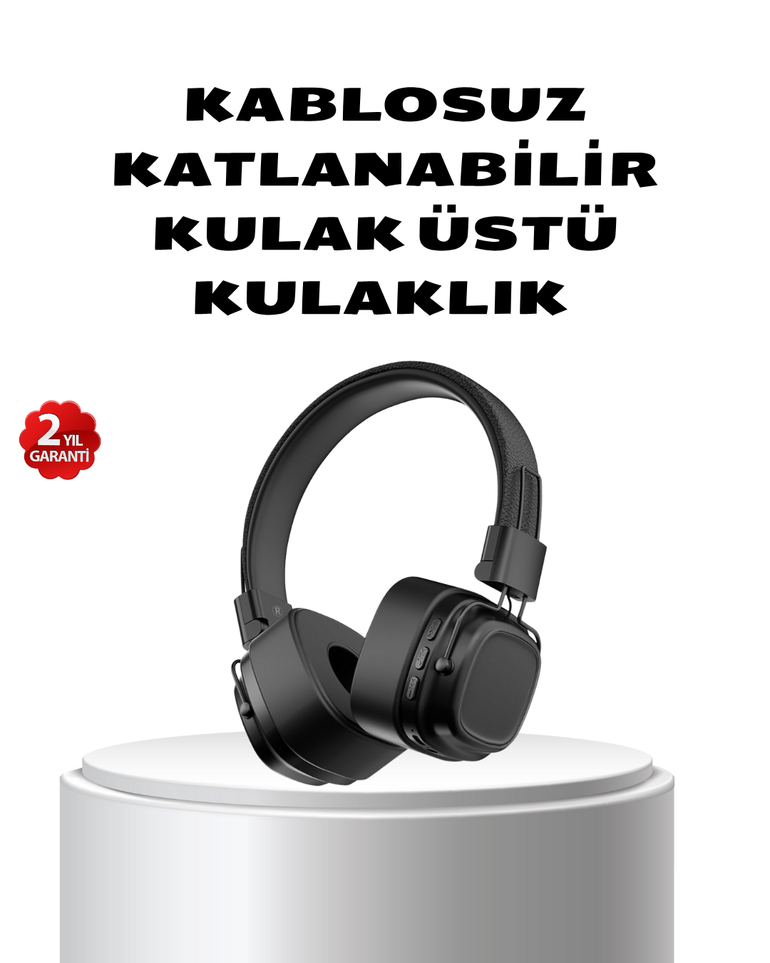 Kablosuz Kulak Üstü Bluetooth Kulaklık Güçlü Bas ve Katlanabilir Tasarım - Lisinya