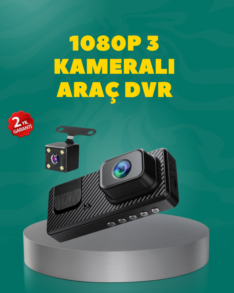 Full HD 1080P Araç Kamerası | Gece Görüşlü, Döngü Kayıt ve Geri Görüş - Lisinya