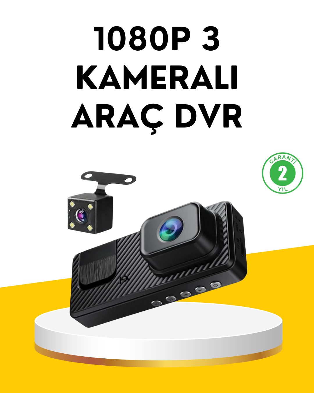 3 Kameralı Araç İçi DVR Kayıt Cihazı  Ön İç Arka Kamera Full HD - Lisinya