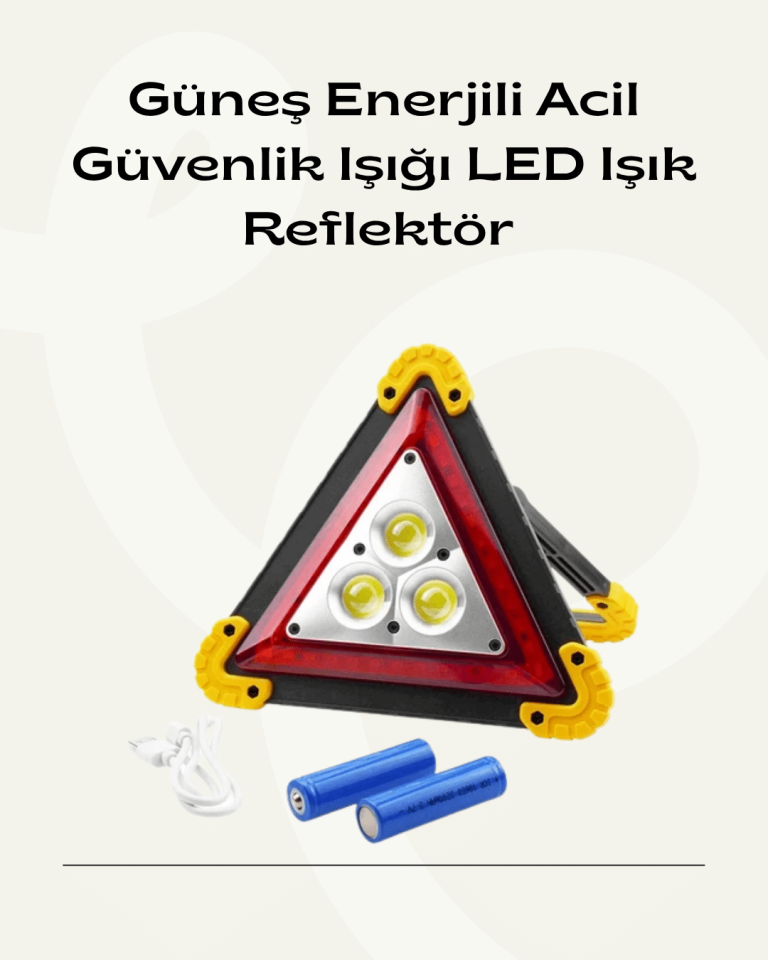 Solar Şarjlı Üçgen LED Park ve İkaz Lambası - Lisinya