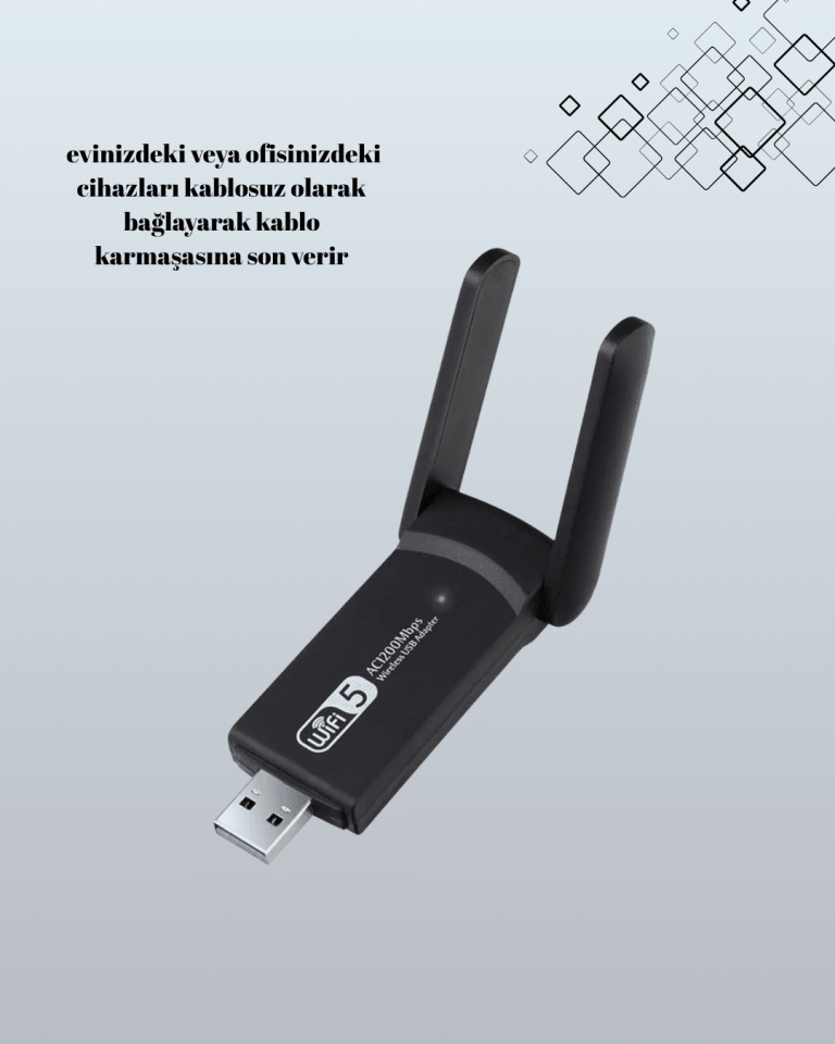 Tak-Çalıştır Özellikli Çift Bant WiFi Adaptör – 1200 Mbps - Lisinya