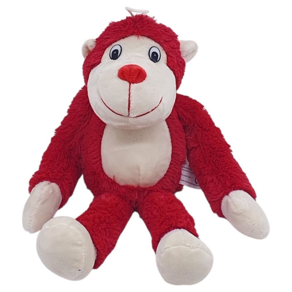Peluş Maymun 40 cm - Yumuşak Peluş - G5501 - Kırmızı (Lisinya)