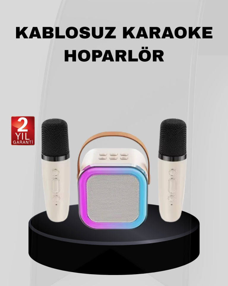 Taşınabilir Karaoke Hoparlör Bluetooth 5.0 ve Çift Mikrofonlu - Lisinya