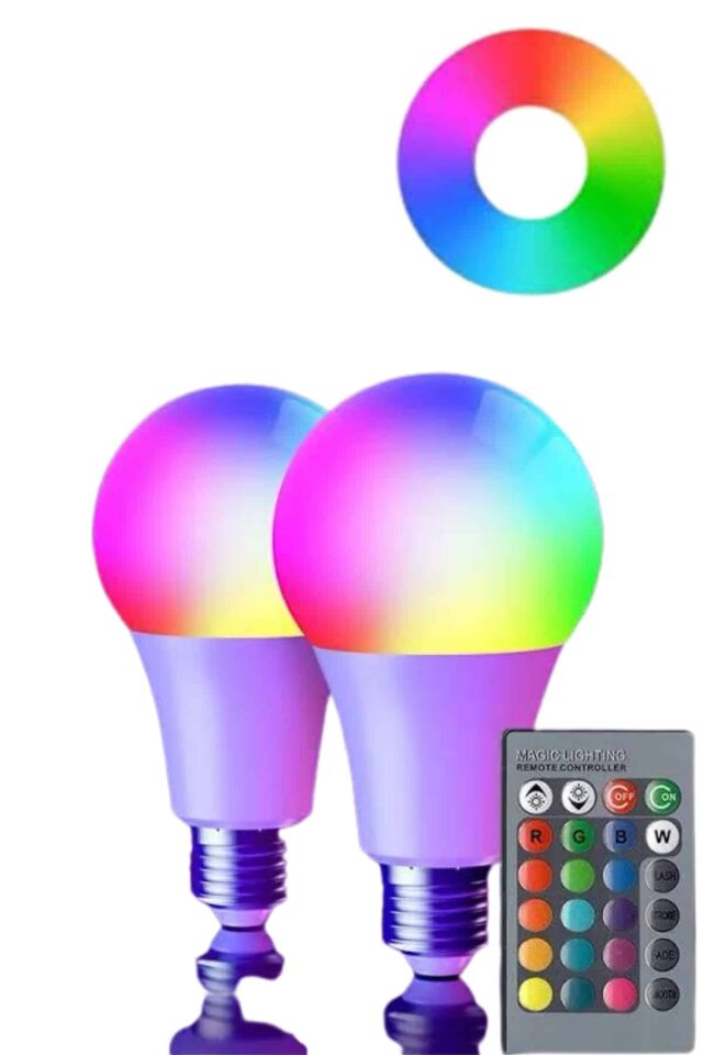 Akıllı RGB Led Ampul Led Uzaktan Kumandalı Renk Değiştiren Ampul - Lisinya