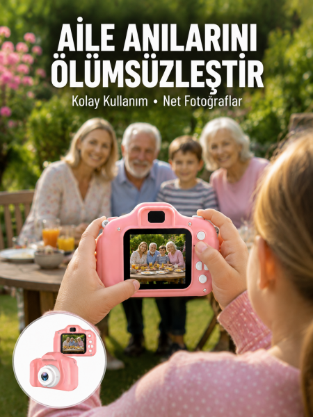 Taşınabilir HD Dijital Kamera Video Kayıt Fotoğraf Çekim USB Bağlantılı Şarjlı Yeni Nesil - Lisinya