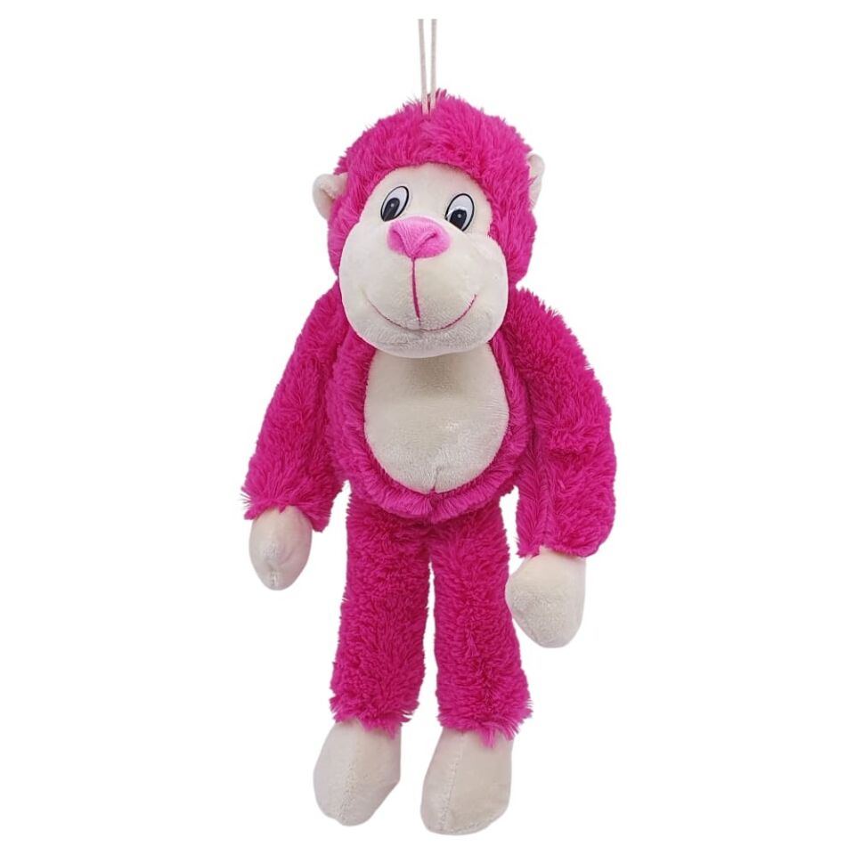 Peluş Maymun 40 cm - Yumuşak Peluş - G5501 - Pembe (Lisinya)