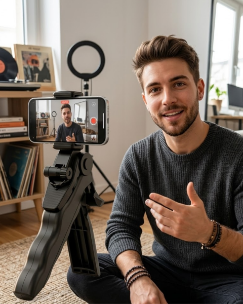 Katlanabilir Telefon Standı Mini Tripod Masaüstü Video Çekim Tutucu