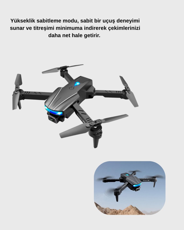 4K Kamera Özellikli Katlanabilir Drone Wi-Fi ve Yükseklik Sabitlemeli - Lisinya
