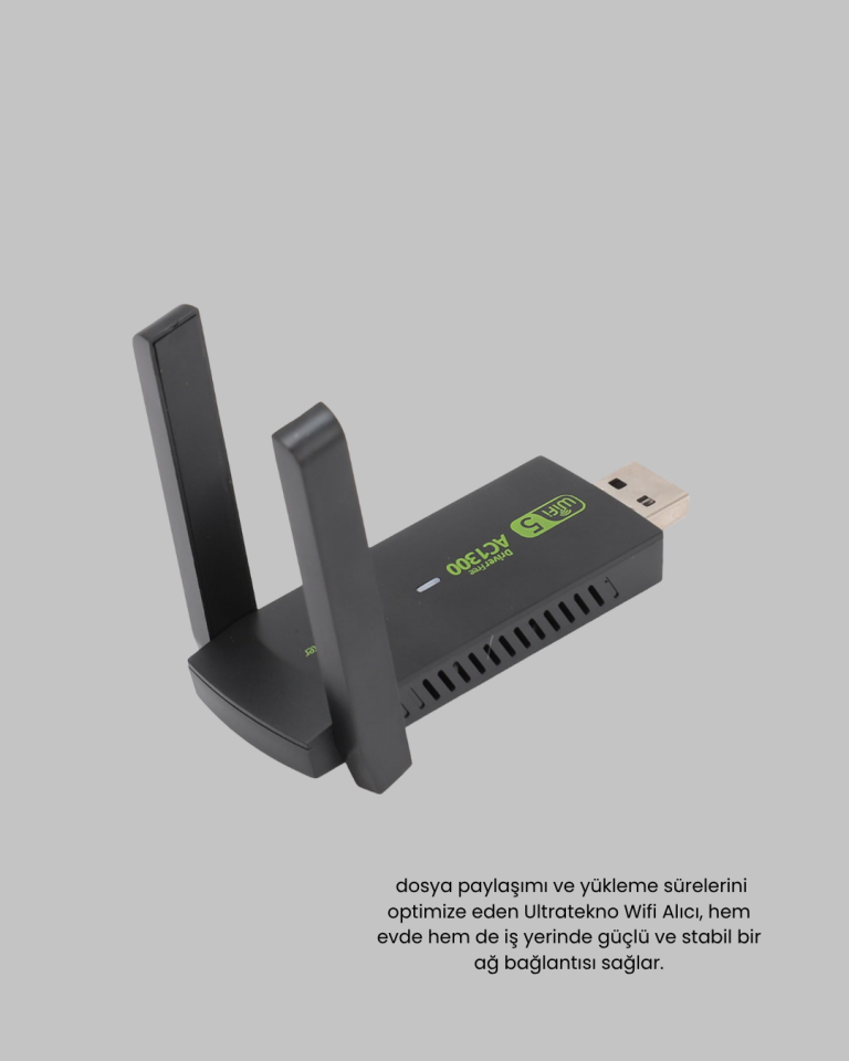 1200 Mbps Dual Band WiFi Adaptör – 5.8G & 2.4G Çift Antenli - Lisinya