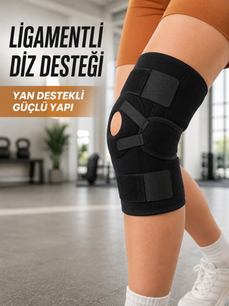 Ligamentli Sporcu Dizliği Patella Destekli Ayarlanabilir Bantlı Diz Koruyucu - Lisinya