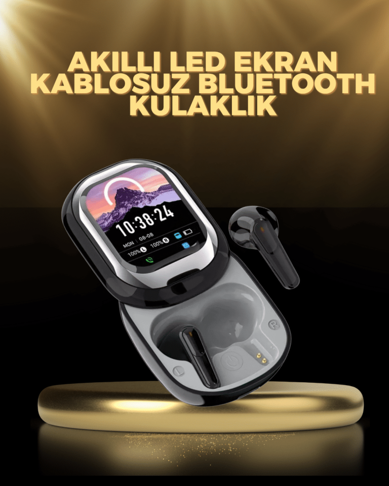 Kişiselleştirilebilir LED Ekranlı Bluetooth Kulaklık – Oyun & Müzik Modlu-Siyah