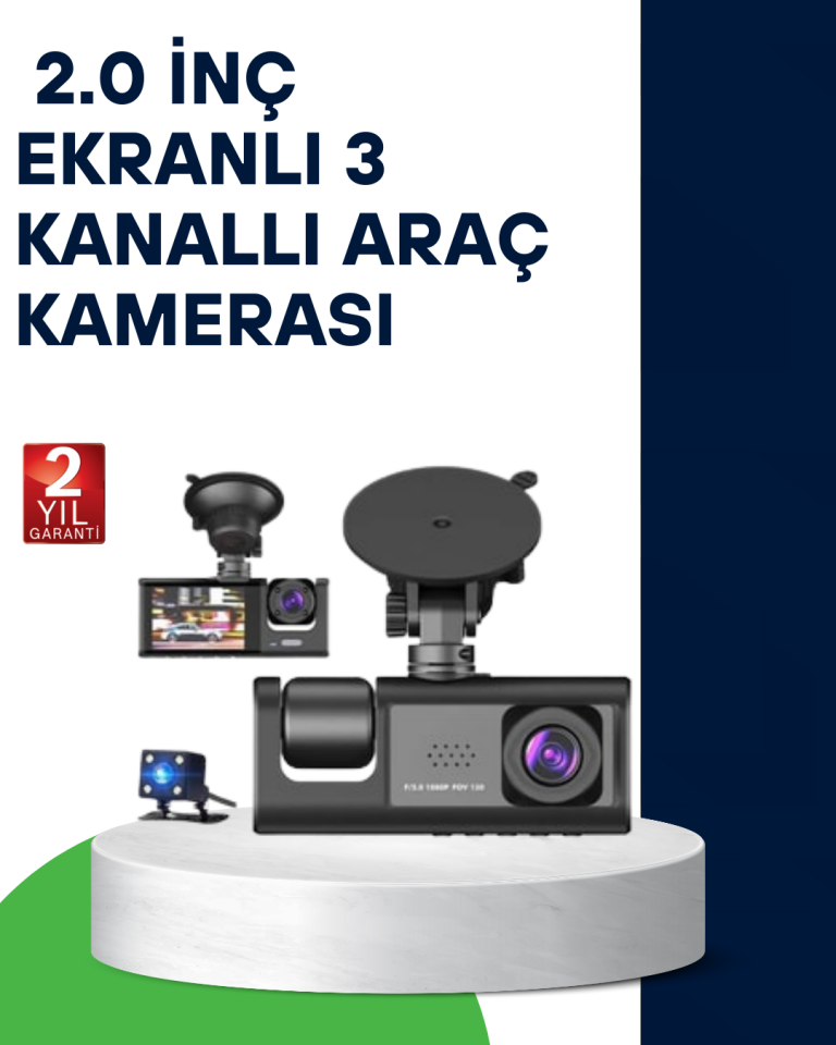 Üç Kameralı Araç Kamerası Full HD Gece Görüş  G-Sensör - Lisinya