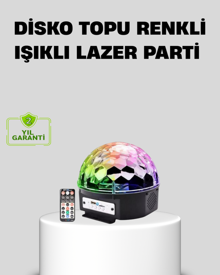 Ritim Hassasiyetli Bluetooth Hoparlörlü Disko Işığı Döner LED Efektli - Lisinya