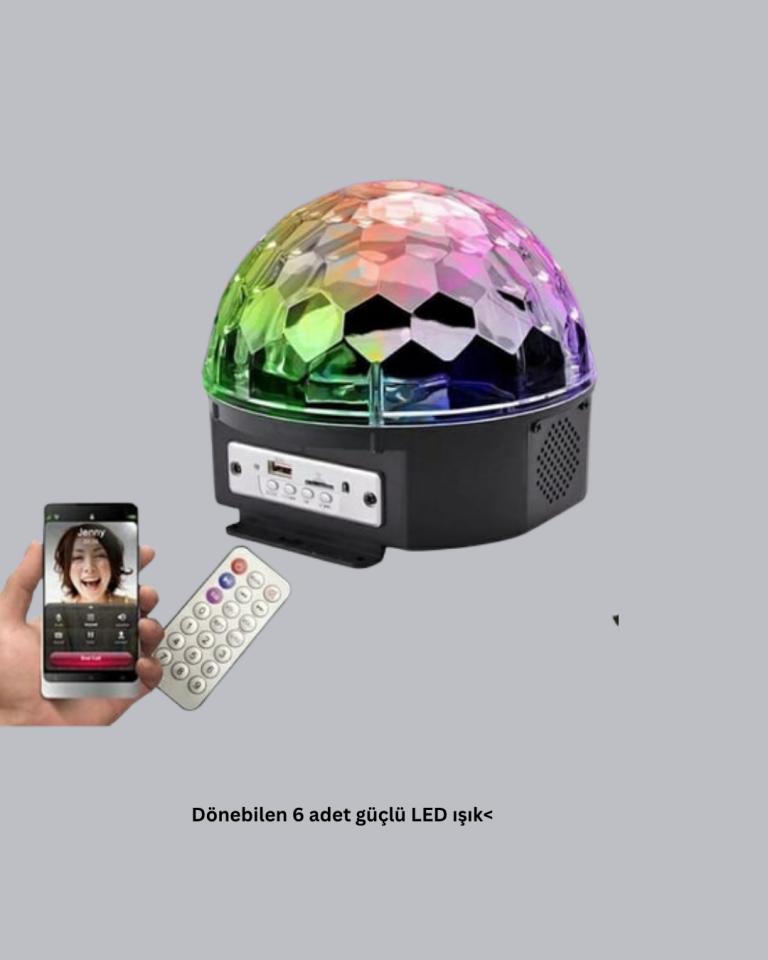 Ritim Hassasiyetli Bluetooth Hoparlörlü Disko Işığı Döner LED Efektli - Lisinya
