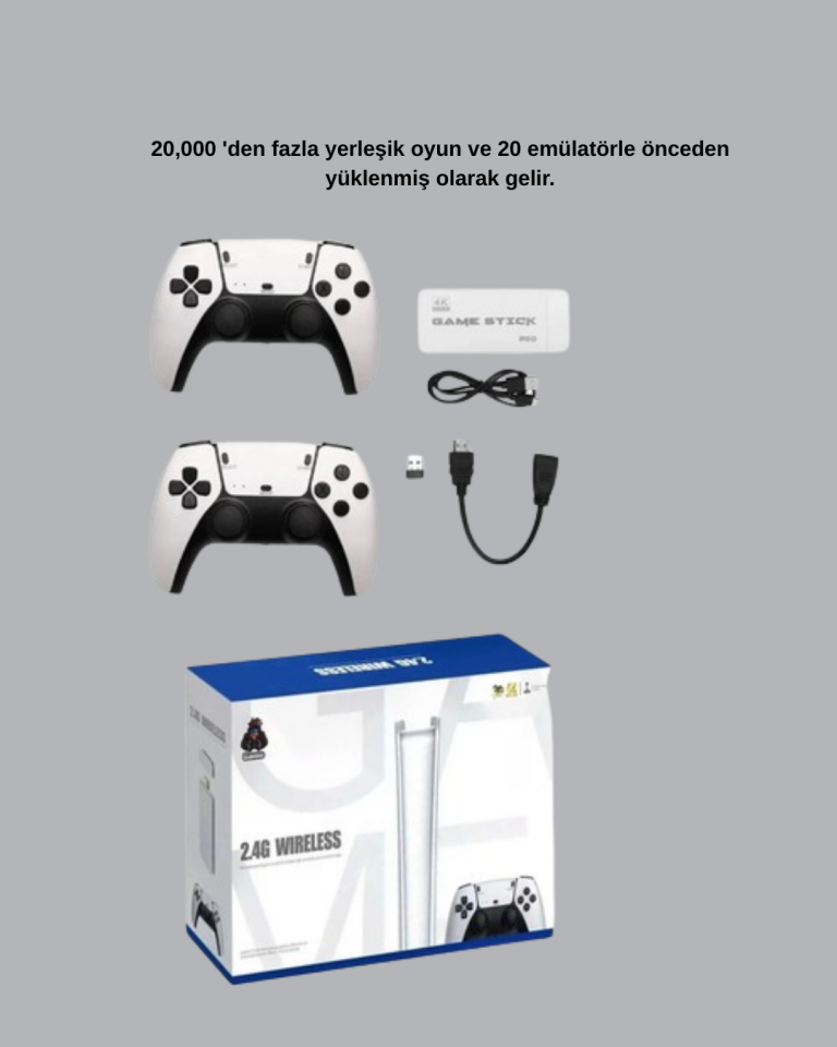 2 Kollu Kablosuz 4K TV Uyumlu Klasik Oyun Konsolu - Lisinya