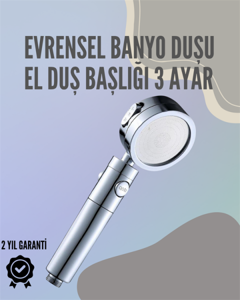 Paslanmaz Çelik Çok Fonksiyonlu El Duş Başlığı – 3 Modlu Püskürtme Seçeneği