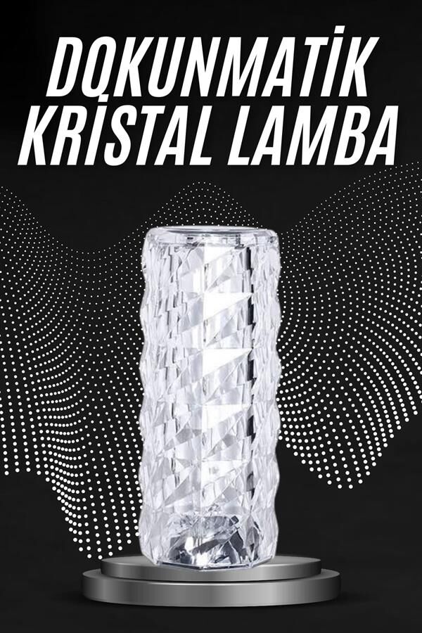 Kristal Lamba Masa Lambası Şarjlı Masa Lambası Dokunmatik Sensör Usb Şarjlı - Lisinya