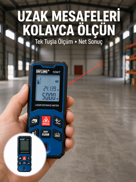 Profesyonel Lazer Metre Hassas Ölçüm ve Dijital Ekran Yeni Nesil - Lisinya