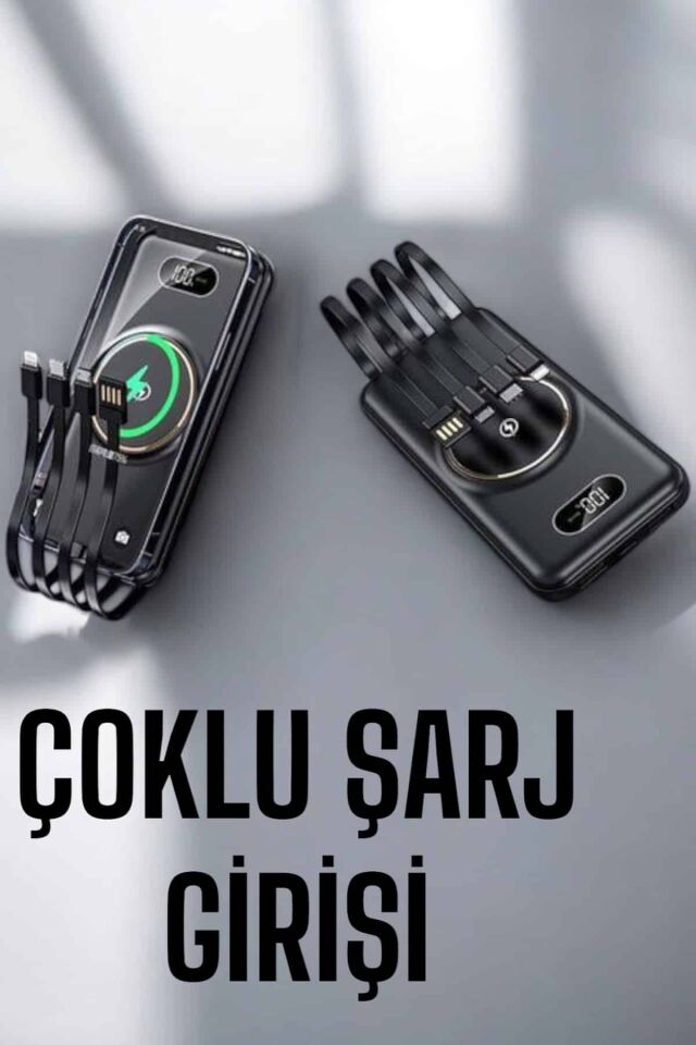 YamanHobi Kablosuz Şarjlı Powerbank Type-C Lightning Micro USB Destekli-Siyah