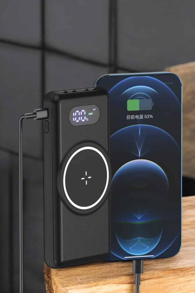 YamanHobi Kablosuz Şarjlı Powerbank Type-C Lightning Micro USB Destekli-Siyah