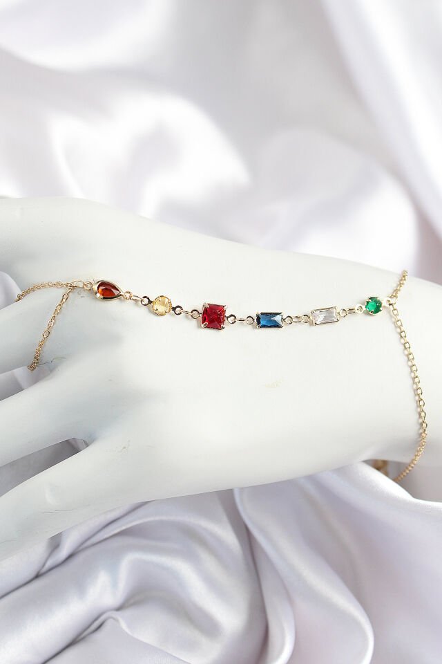 Pirinç Renkli Zirkon Taşlı Y Model Gold Renk Kadın Şahmeran - Lisinya