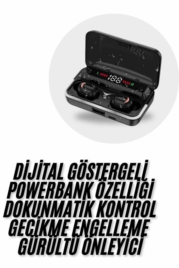 Bluetooth Kulaklık Dijital Şarj Göstergeli Powerbankli Bass Özellikli Kablosuz Kulakiçi 5.1 Mikrofonlu - Lisinya