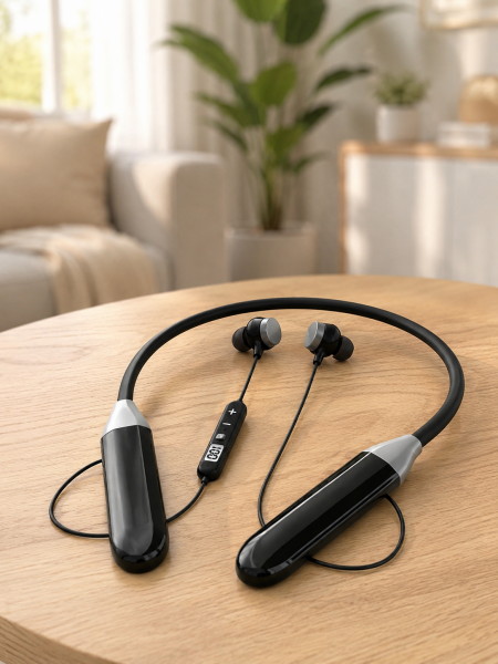 Mikrofonlu Boyun Bantlı Bluetooth Kulaklık Kablosuz Bağlantılı Ses ve Müzik Kontrollü Kulak İçi Kulaklık - Lisinya