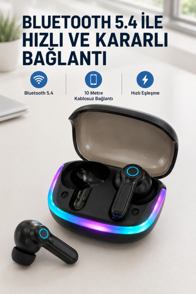 WS Bluetooth Kulaklık Quad ENC HD Voice 500mAh Şarj Kutulu Kablosuz Kulaklık - Lisinya