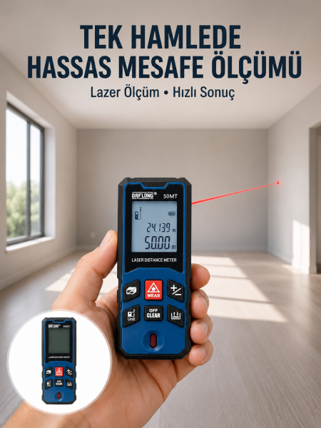 Lazer Metre 50 MT Hassas ve Hızlı Ölçüm Özellikli Yeni Nesil - Lisinya