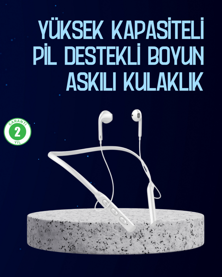 USB Şarjlı Uzun Ömürlü Boyun Askılı Bluetooth Kulaklık - Lisinya