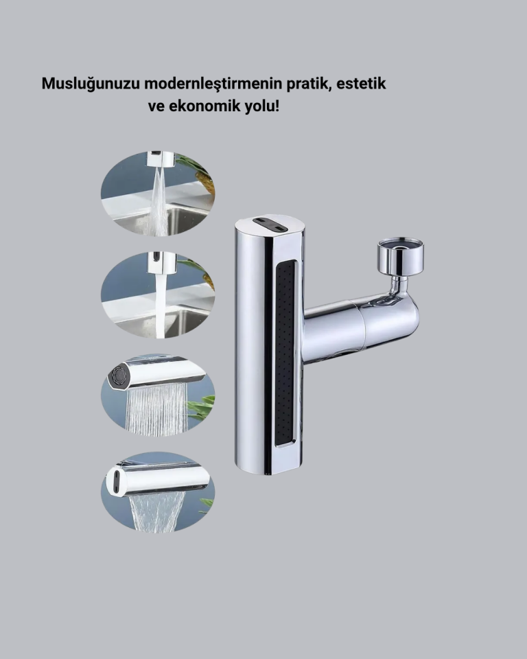 ABS Pirinç Alaşımlı Musluk Başlığı 4 Modlu 360° Dönebilen ve Ekonomik - Lisinya