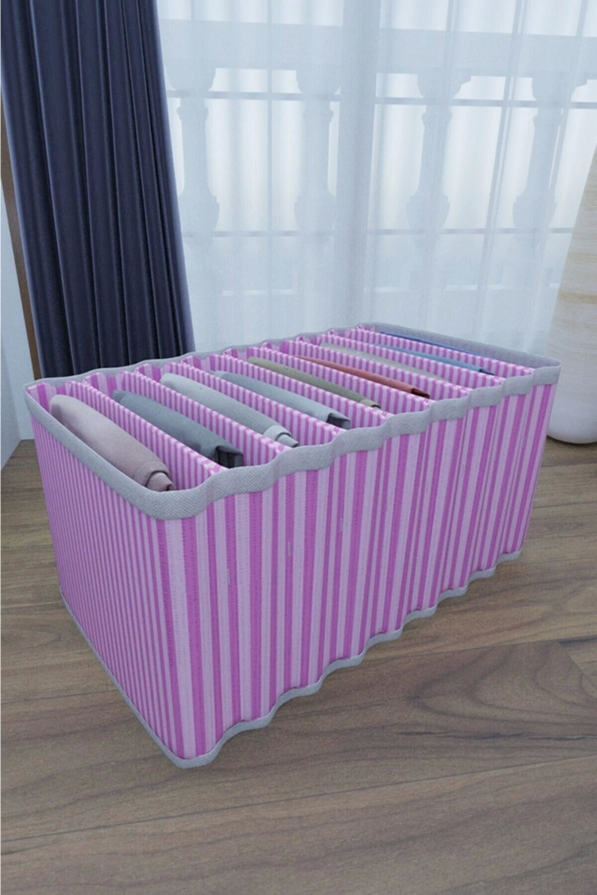 8 Bölmeli Dolap ve Çekmece Içi Düzenleyici Akordiyon Organizer L-00517 (3 Adet) ( Lisinya )
