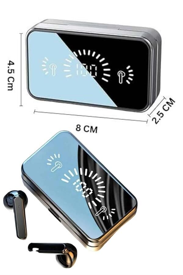 Yeni Nesil Kablosuz Kulaklık Aynalı Powerbank Özellikli Bluetooth Bağlantılı Dijital Göstergeli - Lisinya