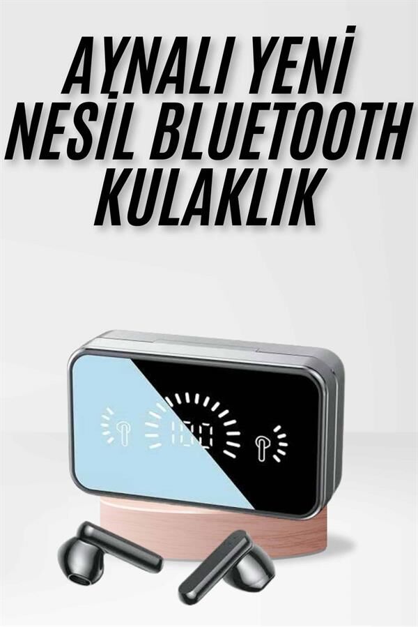 Yeni Nesil Kablosuz Kulaklık Aynalı Powerbank Özellikli Bluetooth Bağlantılı Dijital Göstergeli - Lisinya
