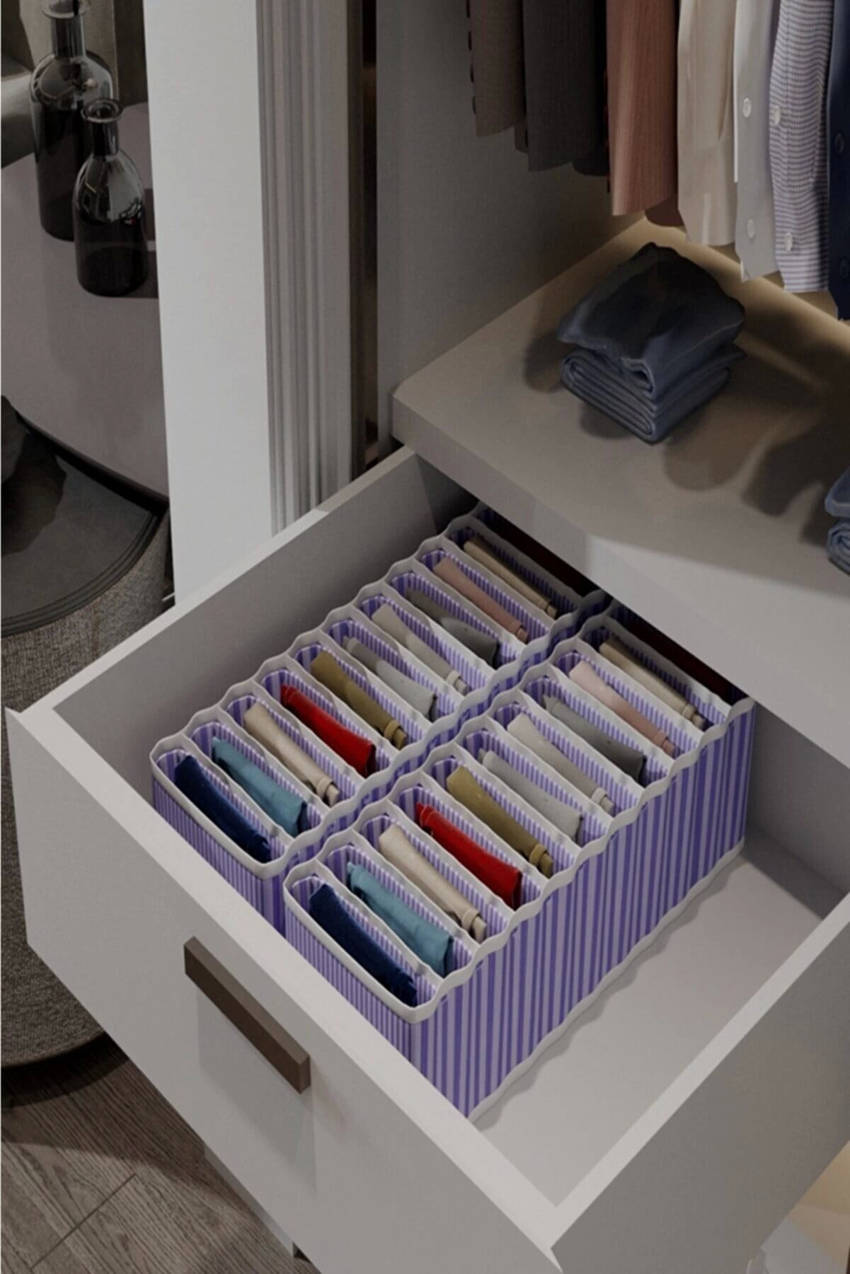 11 Bölmeli Dolap ve Çekmece Içi Düzenleyici Akordiyon Organizer M-00500 (3 Adet) 00517 ( Lisinya )