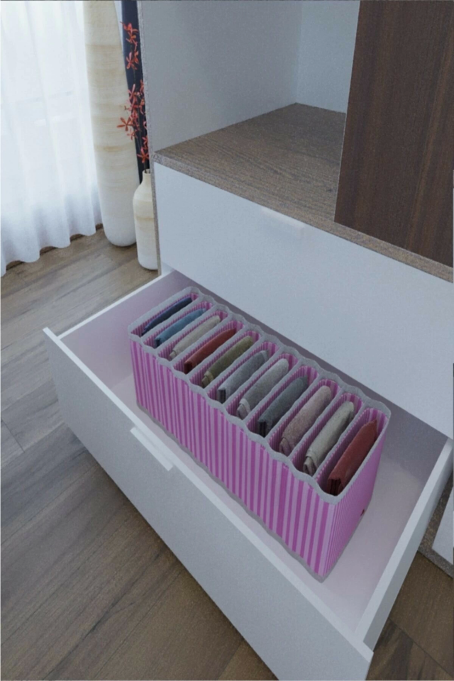 11 Bölmeli Dolap ve Çekmece Içi Düzenleyici Akordiyon Organizer M-00500 (3 Adet) 00517 ( Lisinya )