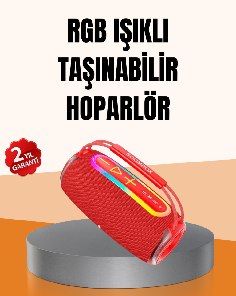 YamanHobi RGB Işıklı Bluetooth 5.3 Hoparlör 20W IPX6 Type-C Turuncu