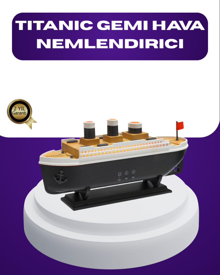 Titanik Gemi Tasarımlı LED Işıklı Hava Nemlendirici Buhar Efektli Oda Difüzörü - Lisinya